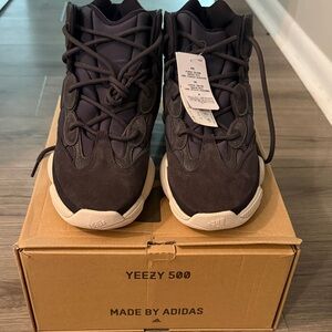 Adidas Yeezy 500 Sneakers in Dark Brown and Cream